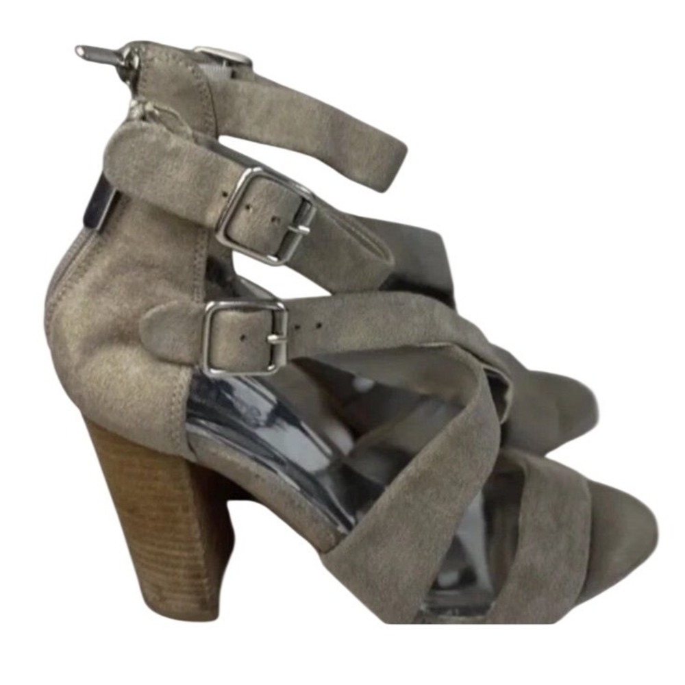 Carlos By Carlos Santana Taupe Suede‎ Strappy Heel Buckle Ankle Size 6